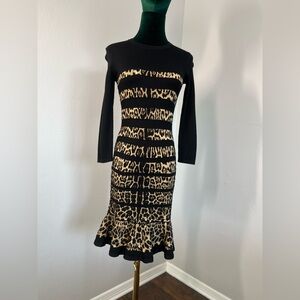 Roberto Cavalli Leopard Print Knit Dress Size 38